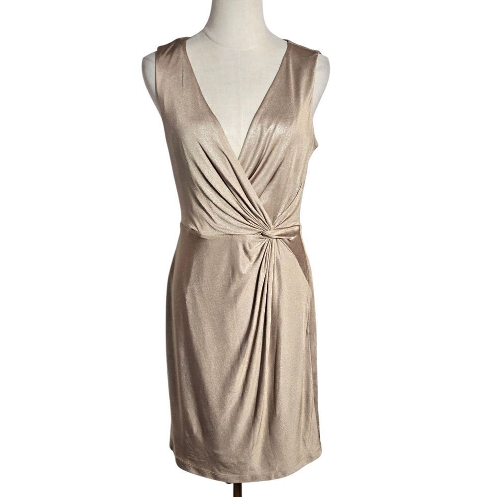 Boston Proper Classic Gold Stretch Mini Dress